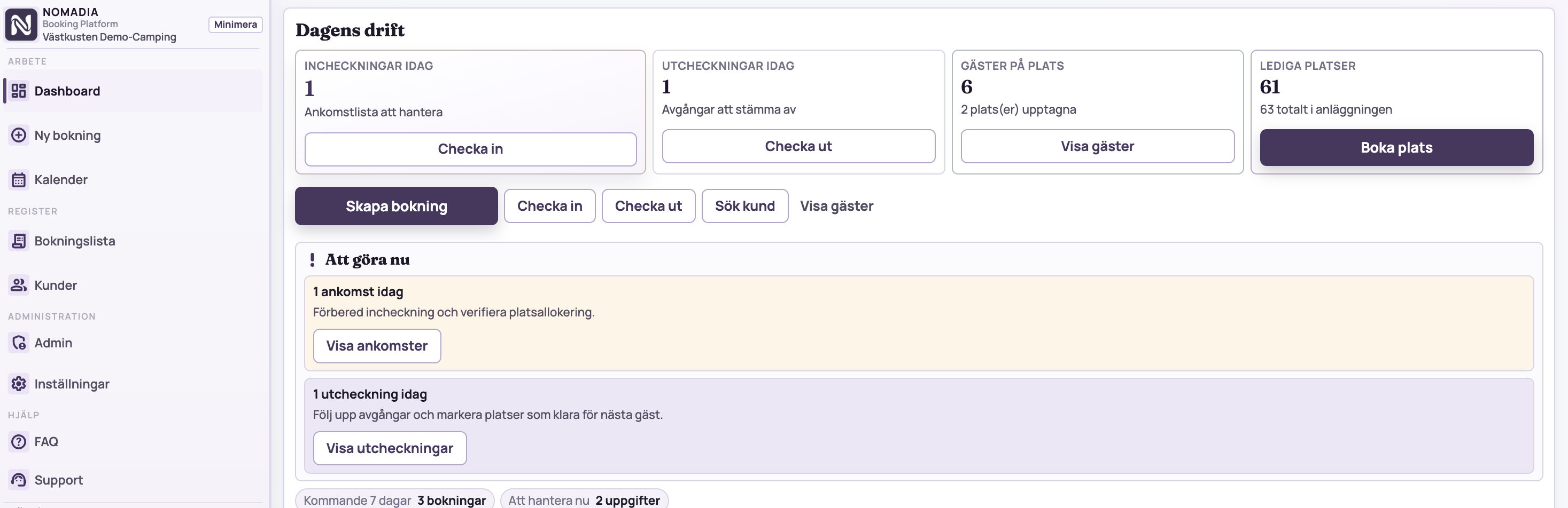 Nomadia Booking Platform i driftläge